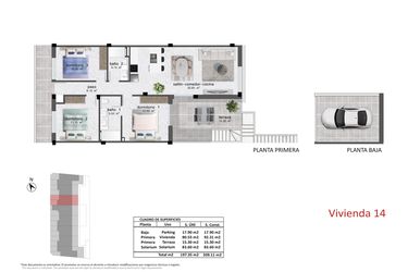 Rzut - Dom na sprzedaż 3 pokoje o powierzchni 99,35 m² - numer 14 w Domy w Pilar de la Horadada - 62773019