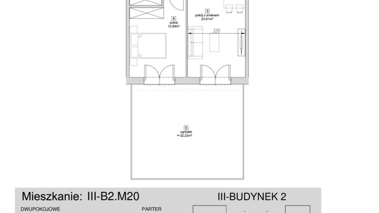 Rzut - Mieszkanie na sprzedaż 2 pokoje o powierzchni 49,25 m² - numer III-B2.M20 w Strefa Cegielnia 3