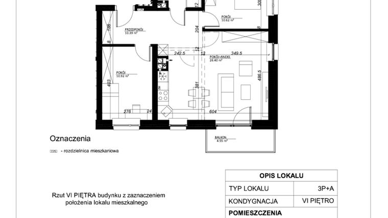 Rzut - Mieszkanie na sprzedaż 3 pokoje o powierzchni 62,71 m² - numer 34 w Esperanto Park etap II