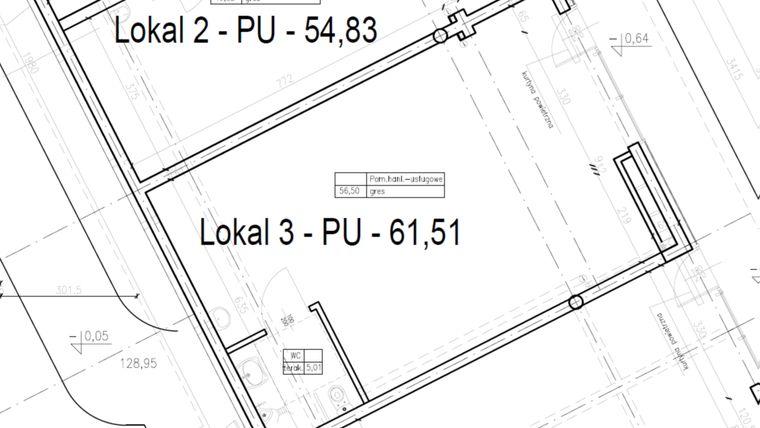 Rzut - Lokal użytkowy na sprzedaż 2 pokoje o powierzchni 61,01 m² - numer U3 w Apartamenty Antoniuk