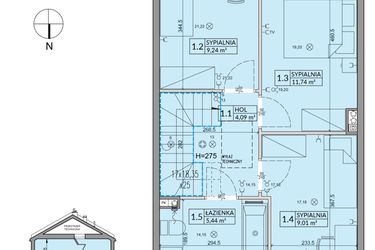 Rzut - Dom na sprzedaż 4 pokoje o powierzchni 85,17 m² - numer 178A w Arkady Walendów etap 5