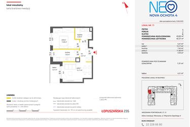 Rzut - Mieszkanie na sprzedaż 2 pokoje o powierzchni 43,62 m² - numer 35 w Neo Nova Ochota 4