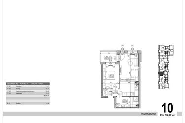 Rzut - Mieszkanie na sprzedaż 2 pokoje o powierzchni 39,67 m² - numer A.9.M.10 w Sobola Biel A9
