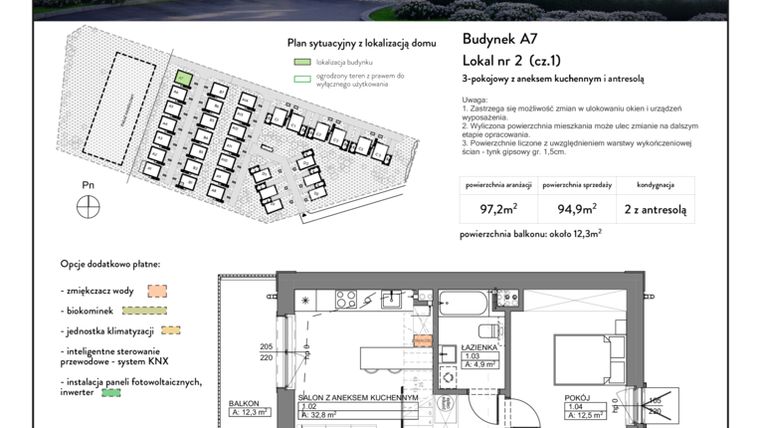 Rzut - Mieszkanie na sprzedaż 3 pokoje o powierzchni 97,2 m² - numer A7 2 w Garden&Villa