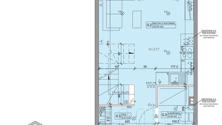 Rzut - Dom na sprzedaż 3 pokoje o powierzchni 63,99 m² - numer 35A w Ogrody Przyjaciół 5 etap III