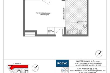Rzut - Lokal użytkowy na sprzedaż 1 pokój o powierzchni 38,4 m² - numer RM/1B/H/0/LU2 w Rytm Mokotowa - etap 1B