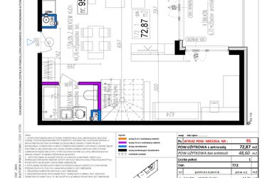 Rzut - Mieszkanie na sprzedaż 1 pokój o powierzchni 72,85 m² - numer 95 w Strumykowa