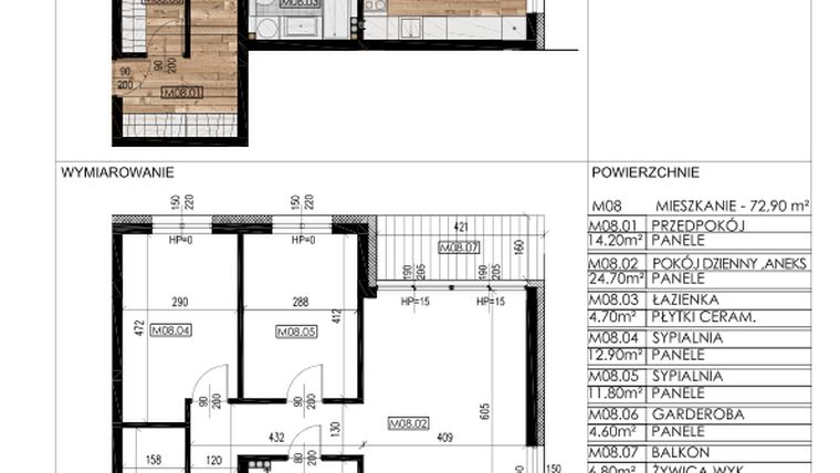 Rzut - Mieszkanie na sprzedaż 3 pokoje o powierzchni 71,92 m² - numer F8 w Osiedle Sosnowa