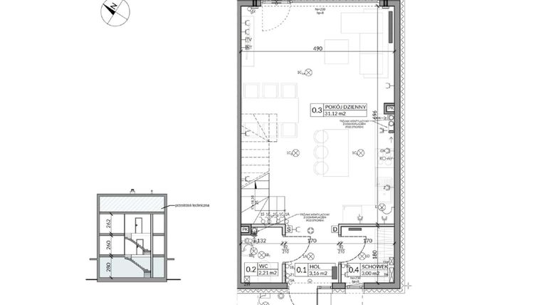 Rzut - Dom na sprzedaż 5 pokoi o powierzchni 124,57 m² - numer 5 w Wille Stolema