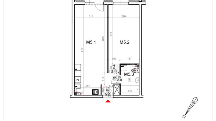 Rzut - Mieszkanie na sprzedaż 2 pokoje o powierzchni 52,75 m² - numer 5 w Malinowa Osiedle Borek