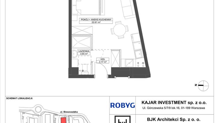 Rzut - Mieszkanie na sprzedaż 1 pokój o powierzchni 29,43 m² - numer C.1M11 w Foresteria