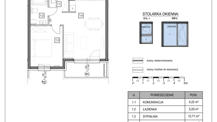 Rzut - Mieszkanie na sprzedaż 2 pokoje o powierzchni 47,57 m² - numer 4.B.10 w Leszczynowy Park