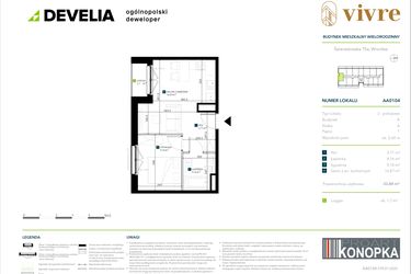Rzut - Mieszkanie na sprzedaż 2 pokoje o powierzchni 33,84 m² - numer AA0104 w Vivre