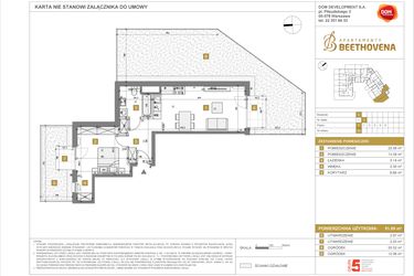 Rzut - Mieszkanie na sprzedaż 1 pokój o powierzchni 51,05 m² - numer D18 w Apartamenty Beethovena etap 2 - apartamenty inwestycyjne