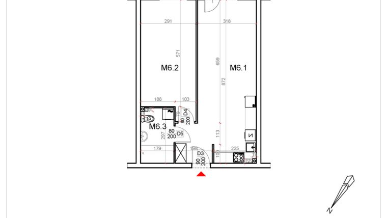Rzut - Mieszkanie na sprzedaż 2 pokoje o powierzchni 52,73 m² - numer 6 w Malinowa Osiedle Borek