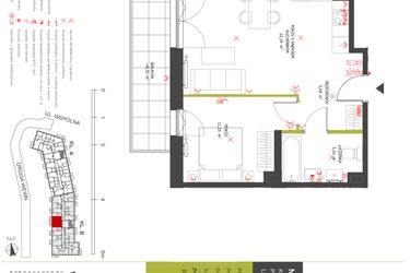 Rzut - Mieszkanie na sprzedaż 2 pokoje o powierzchni 43,88 m² - numer 78 w Na Wspólnej