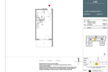 Rzut - Mieszkanie na sprzedaż 1 pokój o powierzchni 25,46 m² - numer 45 w Morwowa 3 - Apartamenty Inwestycyjne