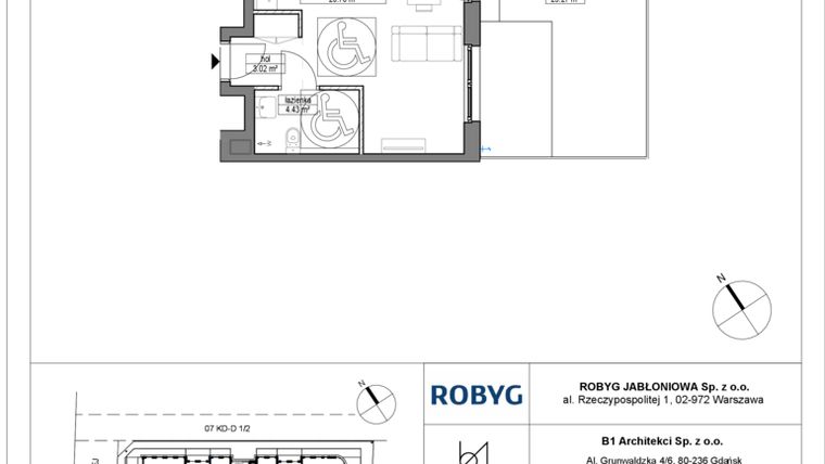 Rzut - Mieszkanie na sprzedaż 1 pokój o powierzchni 28,21 m² - numer A.0M13 w Dobre Miejsce