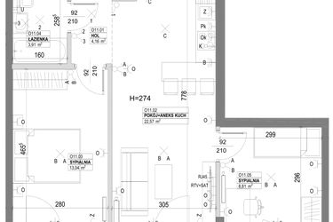 Rzut - Mieszkanie na sprzedaż 3 pokoje o powierzchni 54,31 m² - numer O11 w Miasto Ogród 6 - OSLO i SZTOKHOLM