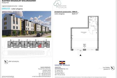 Rzut - Lokal użytkowy na sprzedaż 1 pokój o powierzchni 39,02 m² - numer D00U15 w Orzechowa Osada