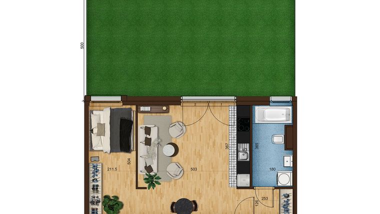 Rzut - Mieszkanie na sprzedaż 1 pokój o powierzchni 44,83 m² - numer 6.4 w Nowe Zabrze