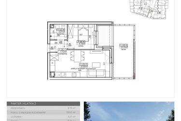 Rzut - Mieszkanie na sprzedaż 2 pokoje o powierzchni 35,75 m² - numer 46 w Wave etap II