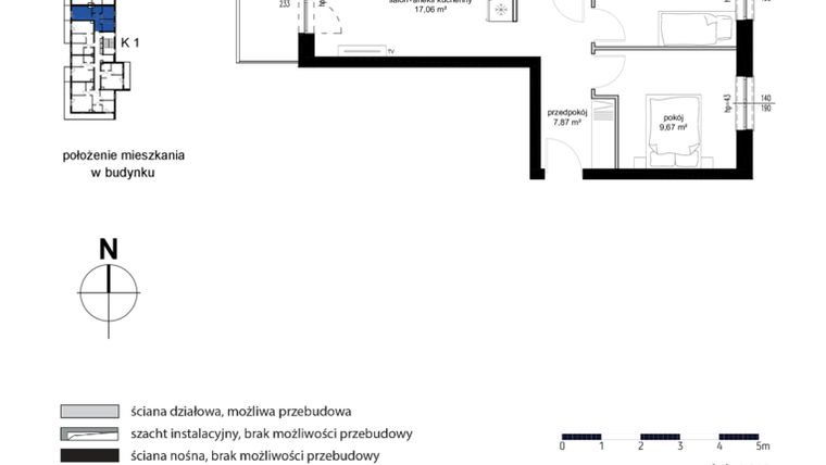 Rzut - Mieszkanie na sprzedaż 3 pokoje o powierzchni 49,01 m² - numer M35 w Kwarcowe Wzgórze