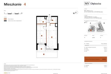 Rzut - Mieszkanie na sprzedaż 2 pokoje o powierzchni 44,98 m² - numer 4 w MY Głębocka