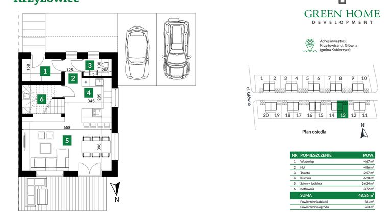 Rzut - Dom na sprzedaż 5 pokoi o powierzchni 105 m² - numer 13 w Nowe Krzyżowice II