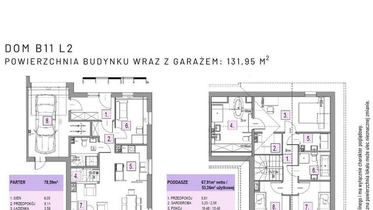 Rzut - Dom na sprzedaż 5 pokoi o powierzchni 131,95 m² - numer B11 L2 w Osiedle Lawendowe