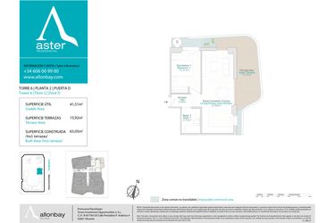 Rzut - Mieszkanie na sprzedaż 1 pokój o powierzchni 41,51 m² - numer 2d w Allonbay - Aster