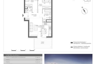 Rzut - Mieszkanie na sprzedaż 3 pokoje o powierzchni 49,44 m² - numer M49 w Apartamenty Przystań bud. F