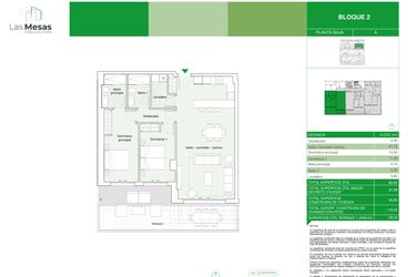 Rzut - Mieszkanie na sprzedaż 2 pokoje o powierzchni 82,8 m² - numer B2.20a w Las Mesas Collection by Bromley