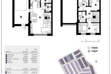 Rzut - Dom na sprzedaż 4 pokoje o powierzchni 92,48 m² - numer 5B w Osiedle Nodo
