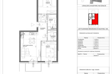 Rzut - Mieszkanie na sprzedaż 3 pokoje o powierzchni 58,89 m² - numer M4/P1/1 w Nowa Klecina