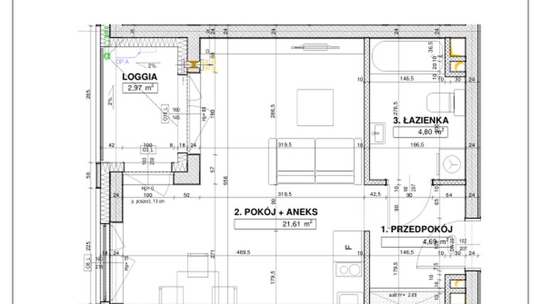 Rzut - Mieszkanie na sprzedaż 1 pokój o powierzchni 31,1 m² - numer B43 w Nowe Centrum Południowe etap IV