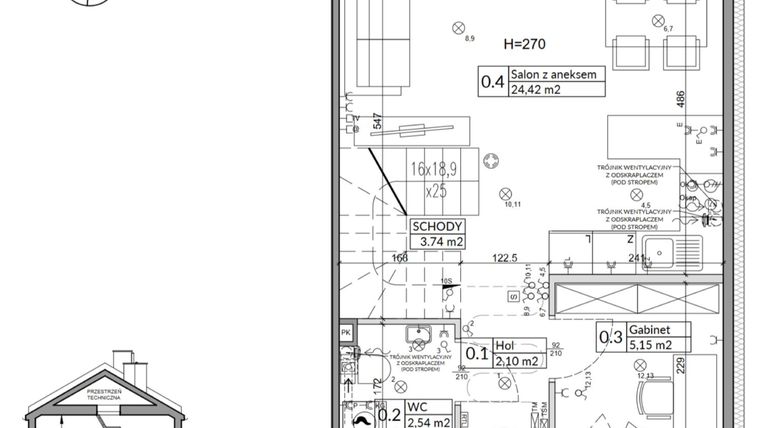 Rzut - Dom na sprzedaż 5 pokoi o powierzchni 73,26 m² - numer 20B w Osiedle Stokrotki etap 3