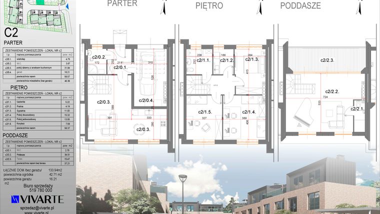 Rzut - Dom na sprzedaż 5 pokoi o powierzchni 132,92 m² - numer C2 w Viva Junacka