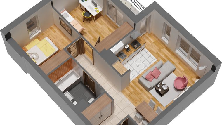 Rzut - Mieszkanie na sprzedaż 3 pokoje o powierzchni 56,55 m² - numer 94.16 w Modern House