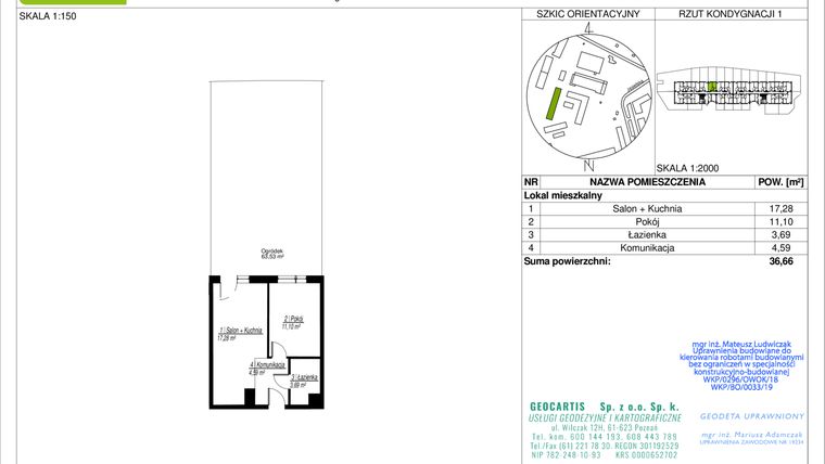 Rzut - Mieszkanie na sprzedaż 2 pokoje o powierzchni 36,66 m² - numer 10C/6 w Jasielska 8C etap II