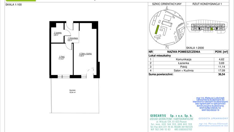 Rzut - Mieszkanie na sprzedaż 2 pokoje o powierzchni 36,54 m² - numer 10C/71 w Jasielska 8C etap II