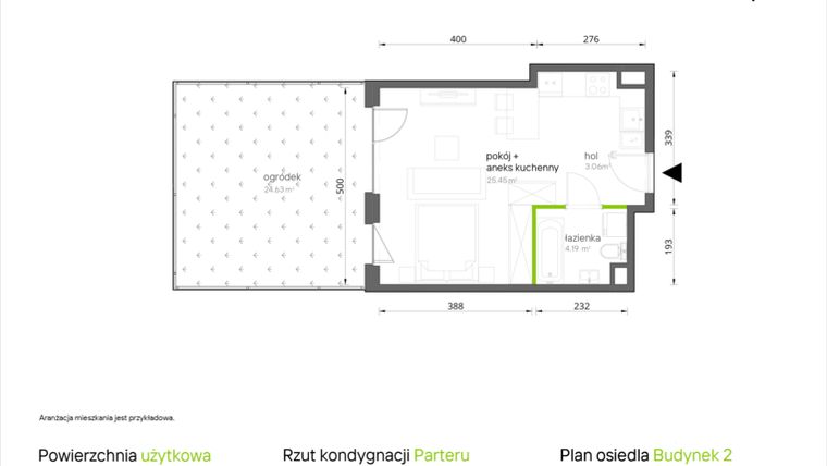 Rzut - Mieszkanie na sprzedaż 1 pokój o powierzchni 32,7 m² - numer 2.0.11 w Aroniowa Vita