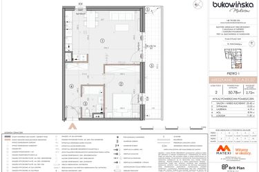 Rzut - Mieszkanie na sprzedaż 2 pokoje o powierzchni 50,78 m² - numer F1.A.01.07 w Bukowińska Mokotów