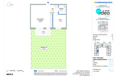 Rzut - Mieszkanie na sprzedaż 2 pokoje o powierzchni 49,63 m² - numer 2.4A w Osiedle Idea Aurora