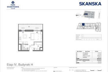 Rzut - Mieszkanie na sprzedaż 1 pokój o powierzchni 30,6 m² - numer HA0638 w Park Skandynawia V