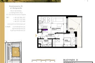 Rzut - Mieszkanie na sprzedaż 2 pokoje o powierzchni 44,44 m² - numer D.1.4 w Panorama Bańgów Etap II