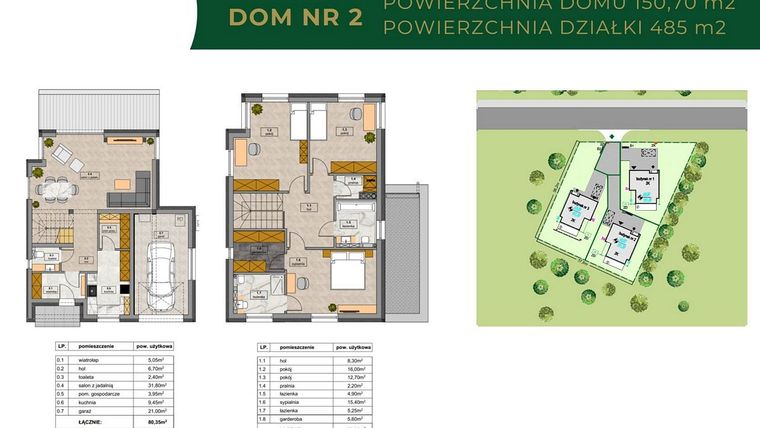 Rzut - Dom na sprzedaż 4 pokoje o powierzchni 150,7 m² - numer 2 w Rezydencje Tyniec