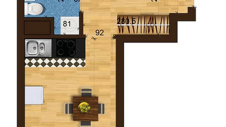 Rzut - Mieszkanie na sprzedaż 3 pokoje o powierzchni 53,98 m² - numer 6B.48 w Mierzeja Wiślana etap III