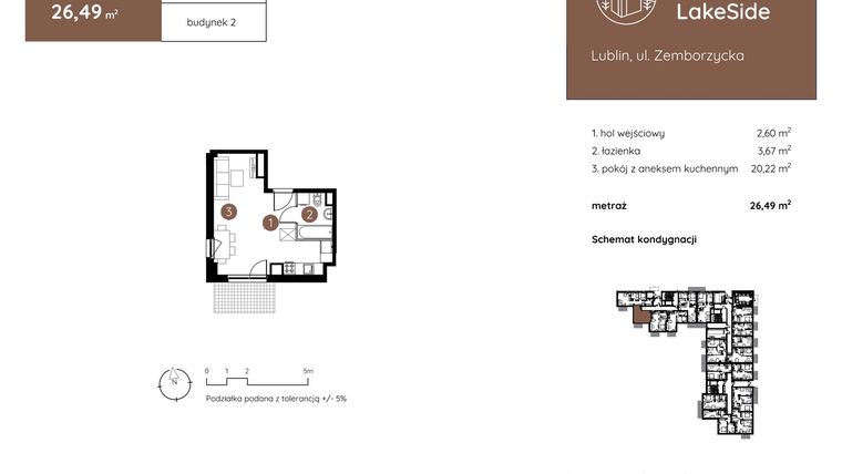 Rzut - Mieszkanie na sprzedaż 1 pokój o powierzchni 26,49 m² - numer 2.C.0.04 w Murapol LakeSide