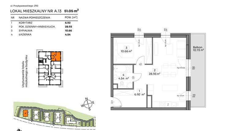 Rzut - Mieszkanie na sprzedaż 2 pokoje o powierzchni 51,05 m² - numer A.13 w Och!Widzew